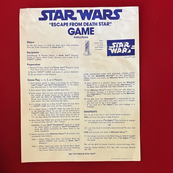 Vintage Parker Brothers Star Wars Escape From Death Star Game 1977 - Picture 12 of 17